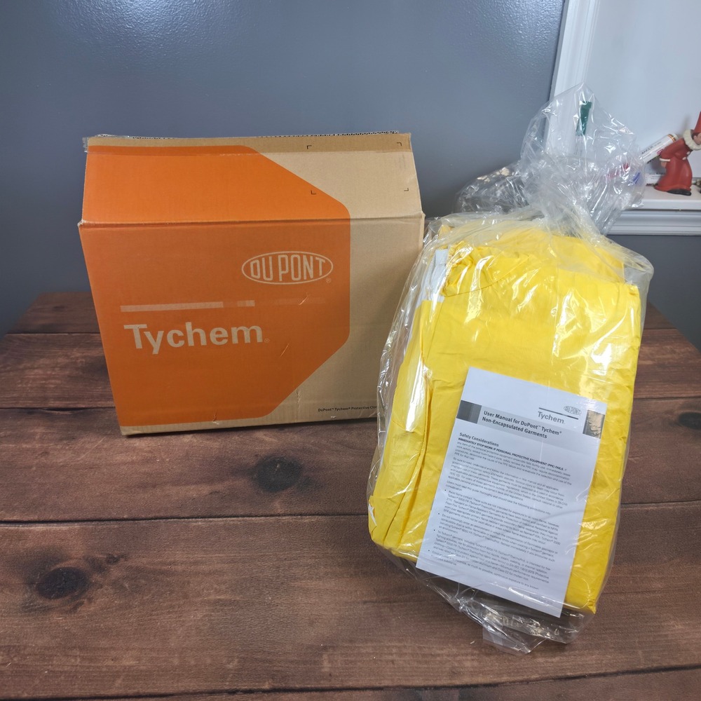 DuPont Tychem 2000 Coverall Mens XL Yellow New 12Pack Chemical Splash PPE QC127S